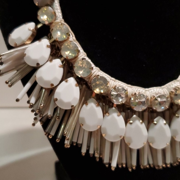 Bebe Embellished Necklace in White - Picture 3 of 5